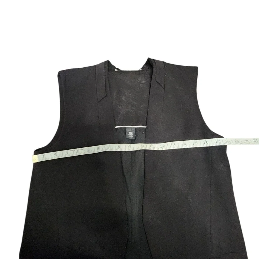 White House Black Market Black Sleeveless‎ Collarless Long Vest Blazer